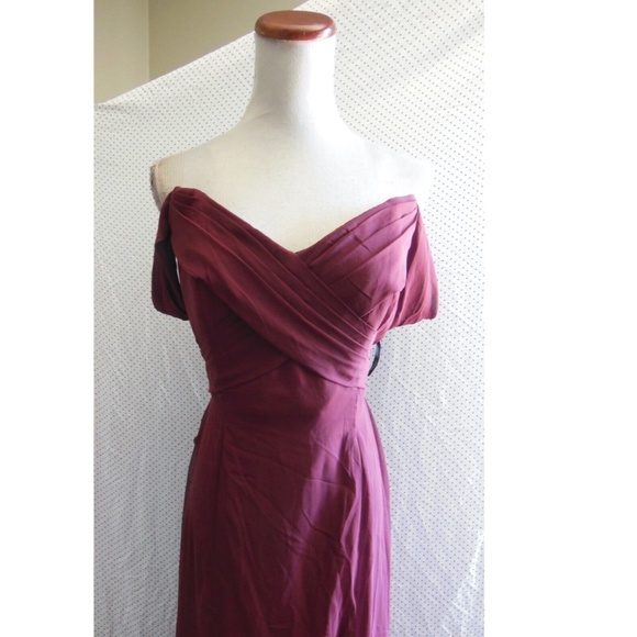 NEW 8193 SOCIAL BRIDESMAIDS Cabernet STRAPLESS V-Neck CHIFFON Trumpet GOWN 10 - Picture 10 of 12